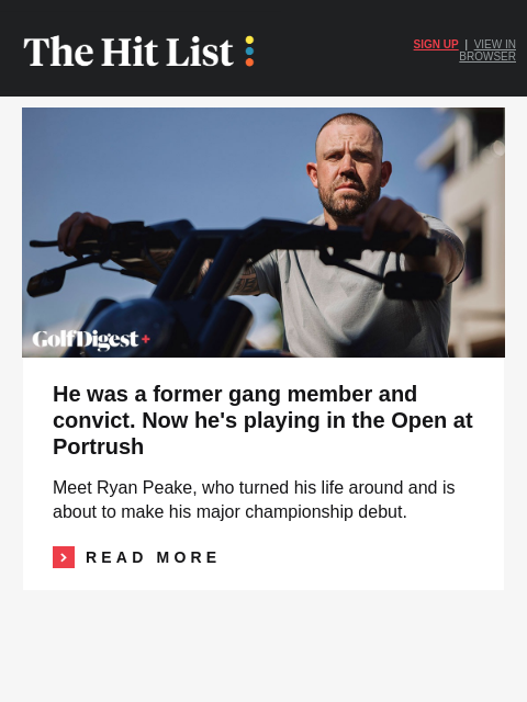 golfdigest newsletter: The most unlikely golfer competing in the Open