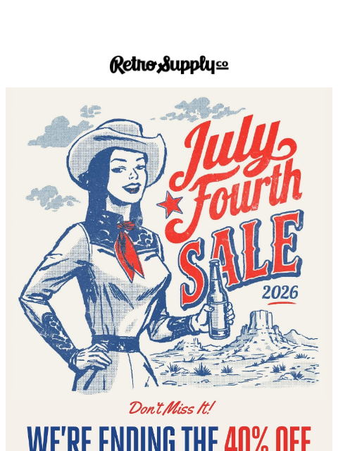 retrosupply newsletter: Our biggest sale in 7 months ends tonight