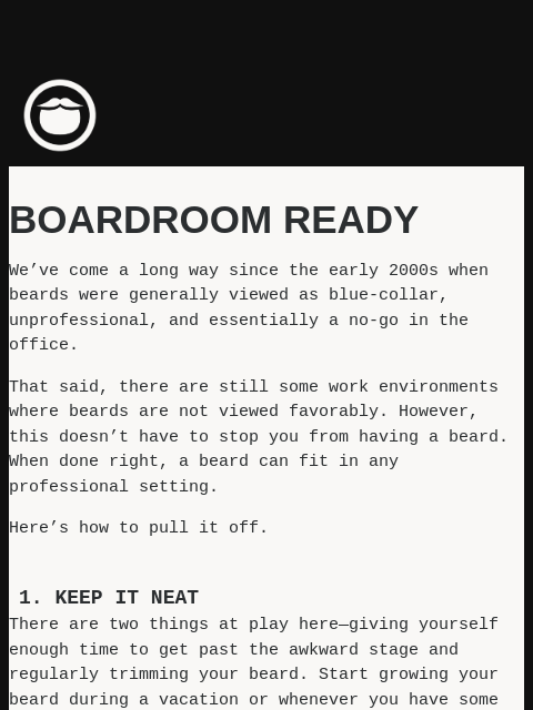 beardbrand newsletter: How to wear a beard at work