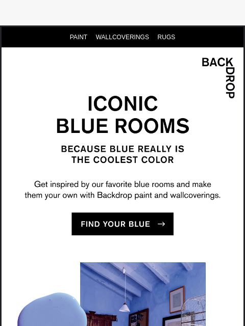 backdrophome newsletter: ICONIC BLUE ROOMS!