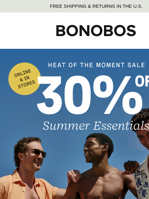 bonobos newsletter: Best of Summer: Now 30% Off (!!)