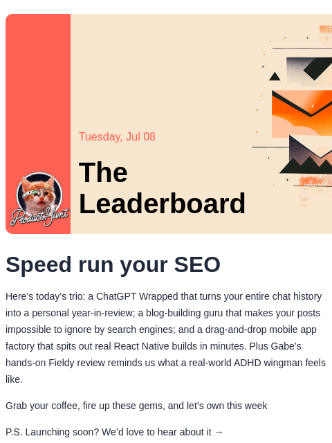producthunt newsletter: 😸 SEO on easy mode