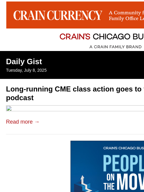 crainalerts newsletter: Long-running CME class action goes to trial: Crain...