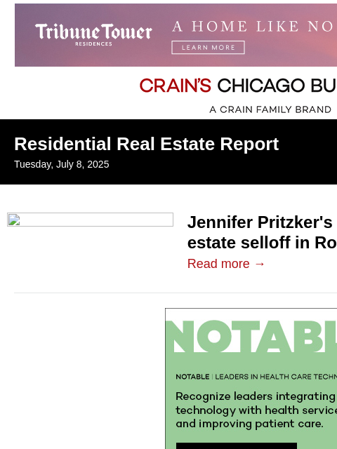 crainalerts newsletter: Jennifer Pritzker's firm completes selloff in Roge...