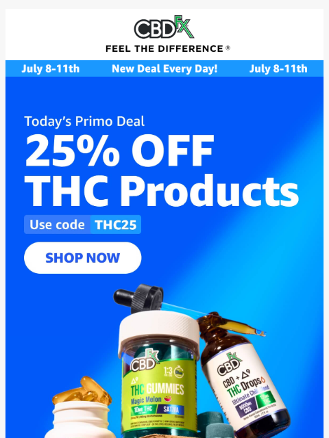cbdfx newsletter: Today's Primo Deal: 25% OFF THC products!