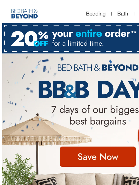 bedbathandbeyond newsletter: Up to 70% off—BB&B Days are HERE 🔵✨