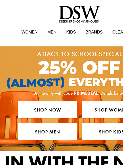 dsw newsletter: 25% off + NEW sneakers 📣