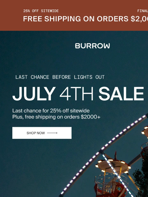 burrow newsletter: FINAL HOURS: 25% off ends tonight