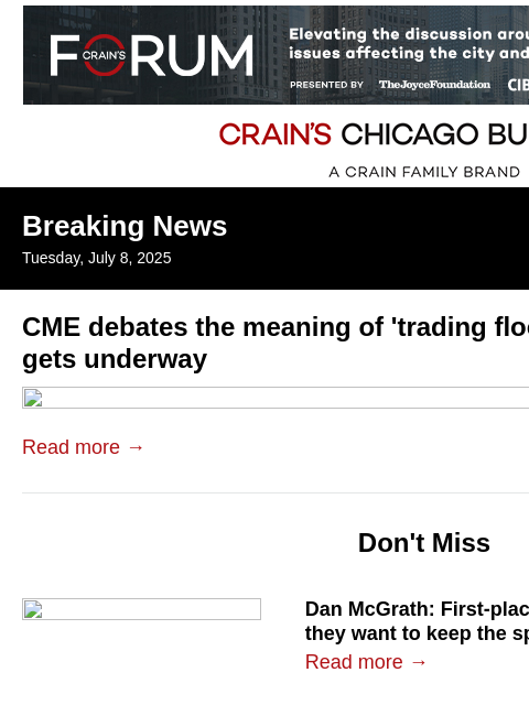 crainalerts newsletter: The big question in the CME lawsuit
