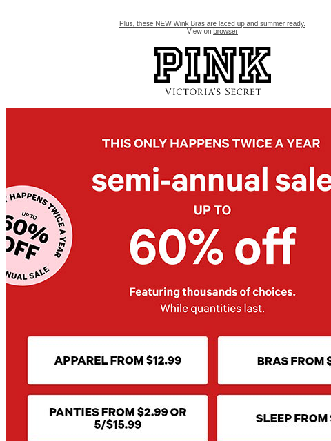 vspink newsletter: Act (Delulu) Fast: Up to 60% Off
