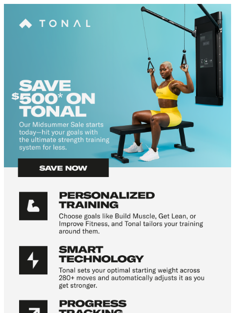tonal newsletter: Starts today: $500 off Tonal