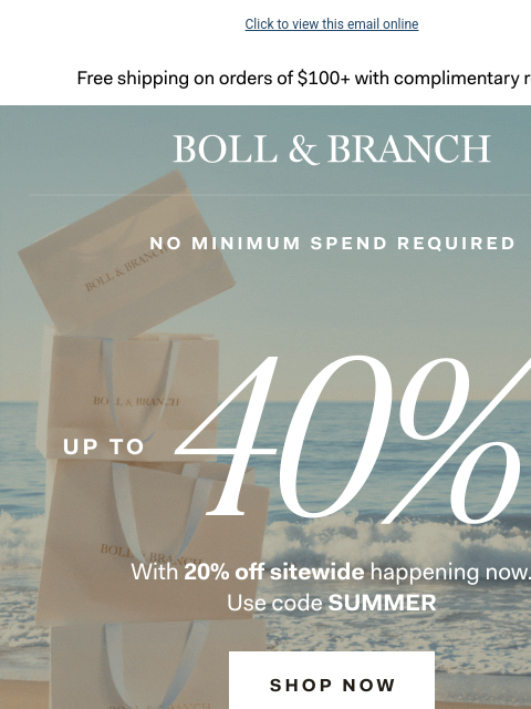 bollandbranch newsletter: Today Only: Free Beach Towel + Up to 40% off