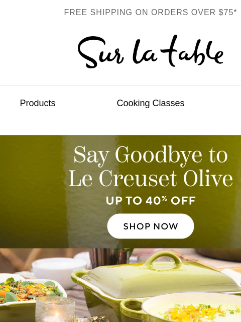 surlatable newsletter: Le Creuset's Olive: we'll always love you.