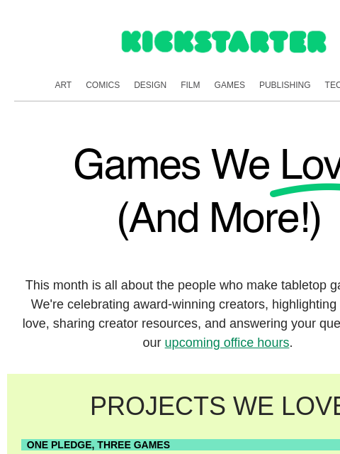 kickstarter newsletter: Built by the tabletop community