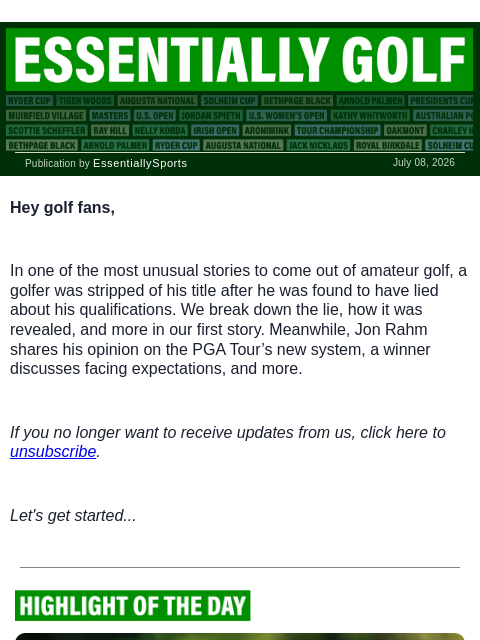 newsbreakexpress newsletter: Golfer Almost Got Away With Cheating