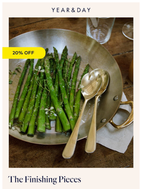 yearandday newsletter: 20% off serving essentials