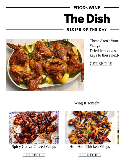 foodandwine newsletter: Lemon Pepper Wings
