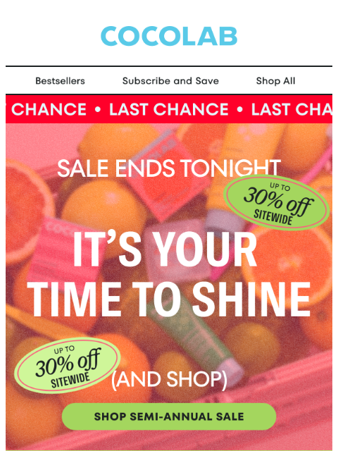 cocolab newsletter: LAST CALL: Up to 30% off