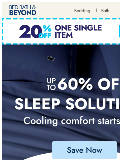 bedbathandbeyond newsletter: Sleep cool for up to 60% off ❄️