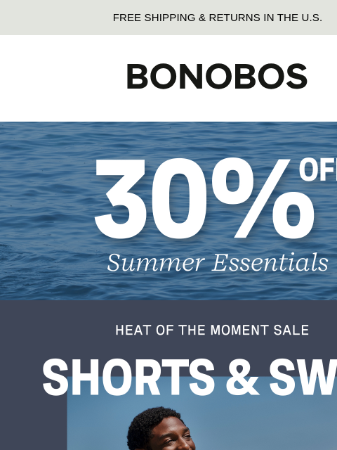 bonobos newsletter: ICYMI: 30% Off Shorts, Trunks & More