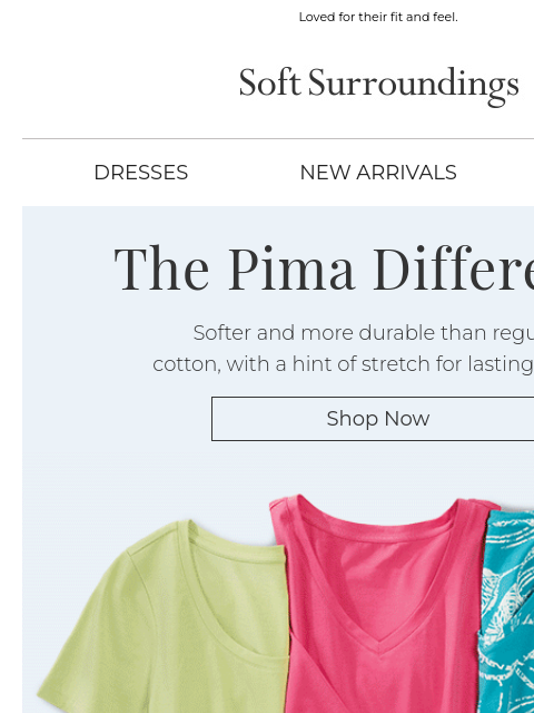 softsurroundings newsletter: Top-Rated Pima Tunics & Tees