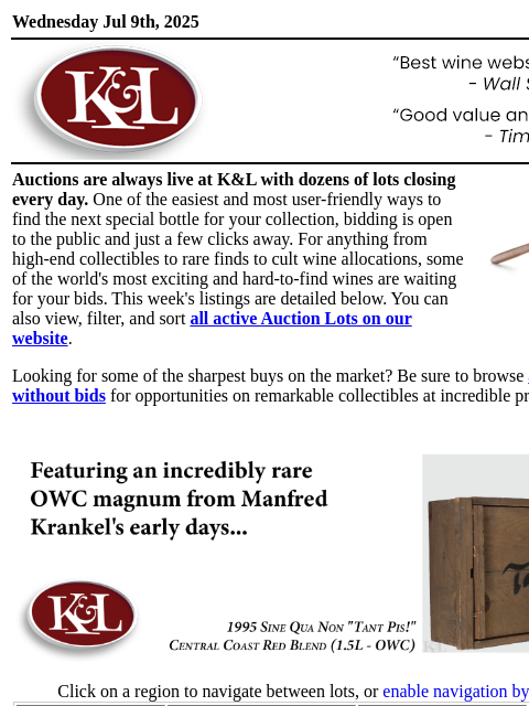 klwines newsletter: New K&L Auction Lots