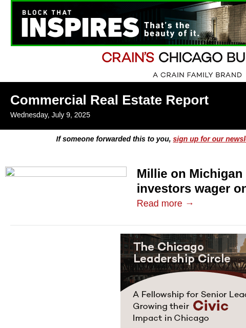 crainalerts newsletter: Michigan Avenue apartment tower sold to investors