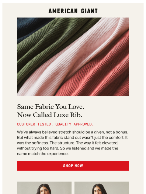 american-giant newsletter: Say hello to Luxe Rib