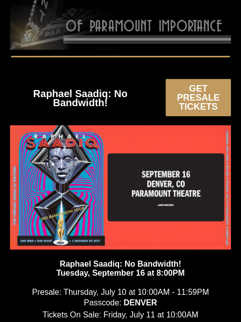 kroenkeentertainment newsletter: JUST ANNOUNCED: Raphael Saadiq | Ángela Aguilar | ...