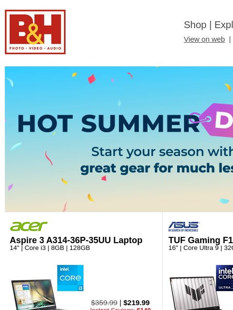 bhphotovideo newsletter: 100s of Hot Summer Deals – Limited-Time Only!