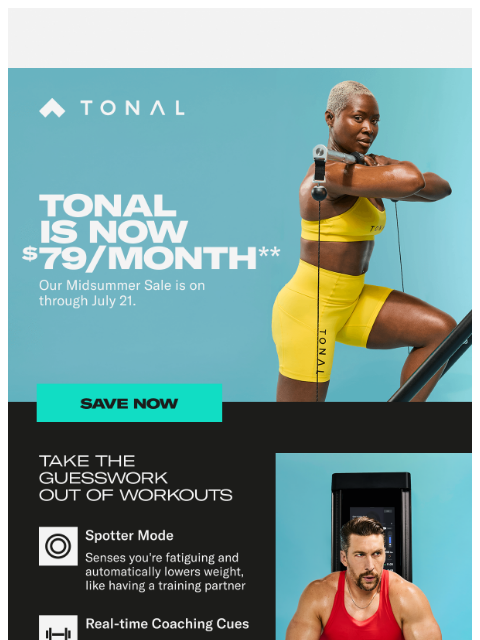 tonal newsletter: Pay as low as $79/month for Tonal