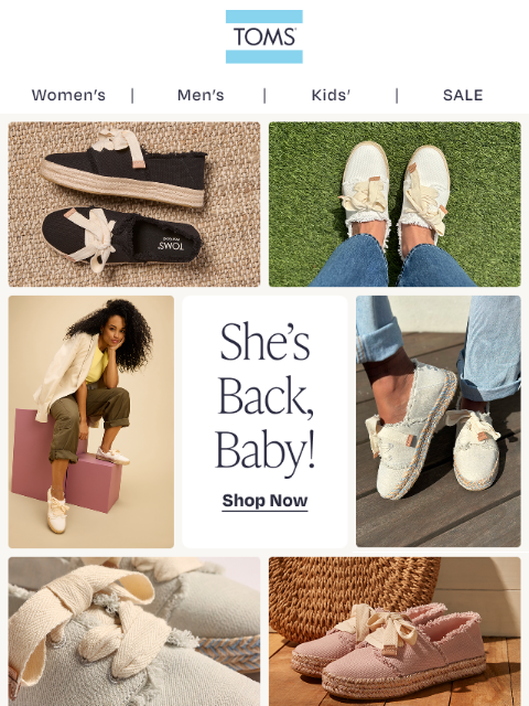 toms newsletter: Back in Stock—The Carolina Lace-Up