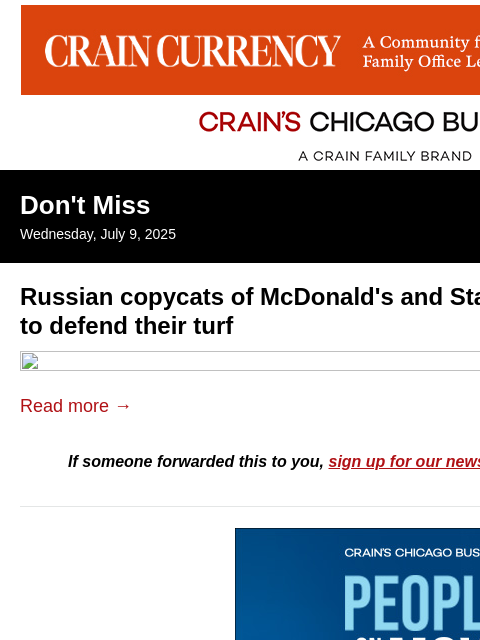 crainalerts newsletter: Russian McDonald's copycats prepare to defend turf