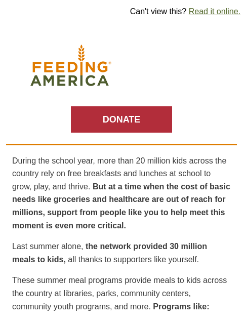 feedingamerica newsletter: How your donations are filling plates this summer