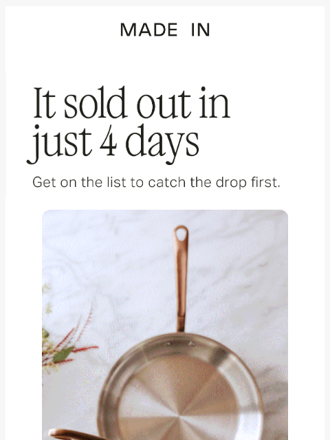 madeincookware newsletter: Last Time, It Sold Out in Just 4 Days
