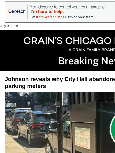 crainalerts newsletter: City memo sheds new light on mayor's failed parkin...