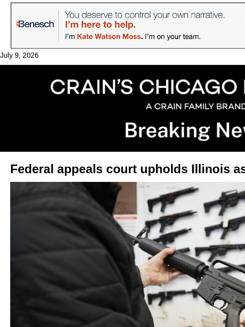 crainalerts newsletter: Illinois assault weapons ban upheld in court