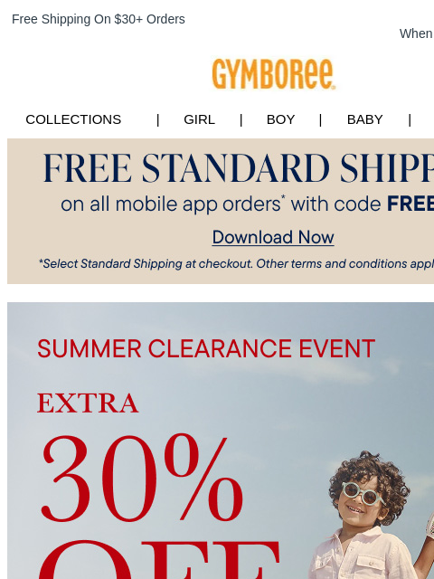 gymboree newsletter: Summer Clearance Event: Extra 30% Off Clearance St...