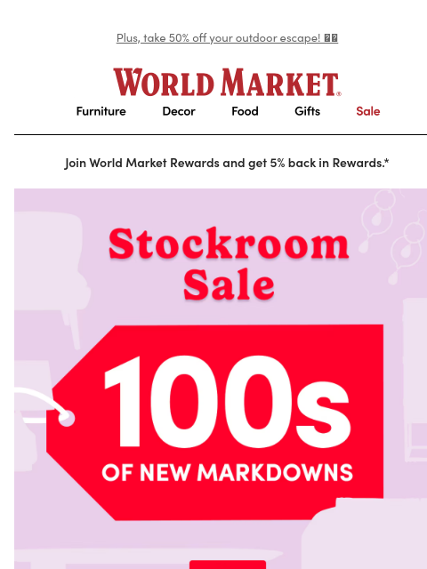 emailworldmarket newsletter: Our Stockroom Sale is ON 🎉 