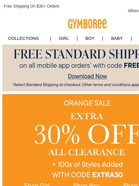 gymboree newsletter: *Extra* 30% Off Clearance (Last-Chance Styles Goin...