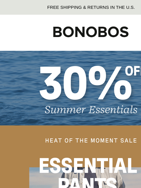 bonobos newsletter: Pants From $70 | 30% Off Summer's Best
