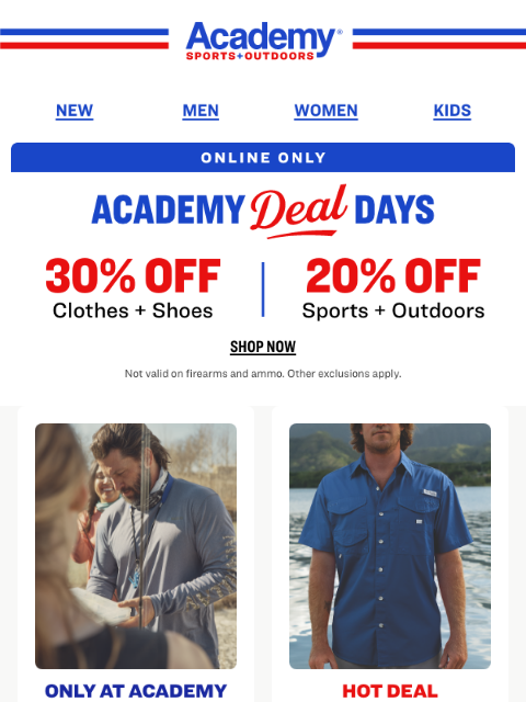 academy newsletter: Weekend-Ready: 30% OFF Clothes and Shoes Online