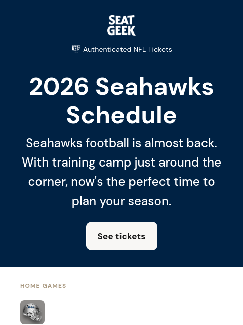 seatgeek newsletter: 2 months until Seattle Seahawks football 🏈