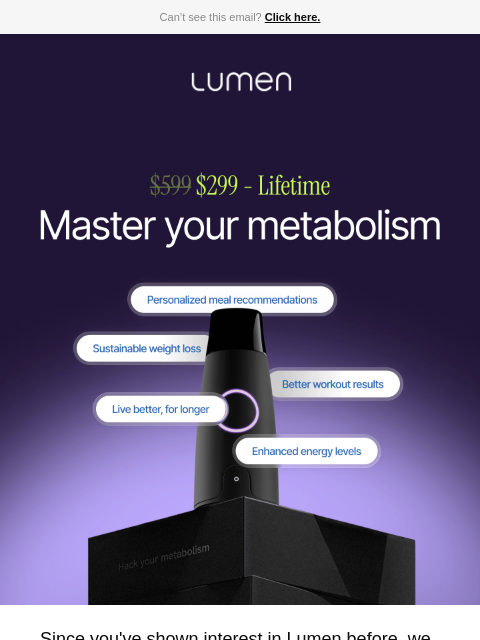 lumen newsletter: A Lifetime of Lumen for the price of a yearly
