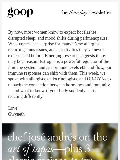 goop newsletter: the Thursday newsletter