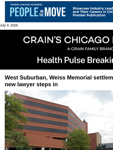 crainalerts newsletter: West Suburban talks stall again