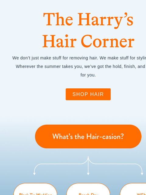 We don't just make stuff for removing hair. We make stuff for styling it, too. The Harry's Hair Corner The Harry's Hair Corner We don't just make stuff for removing hair. We make stuff