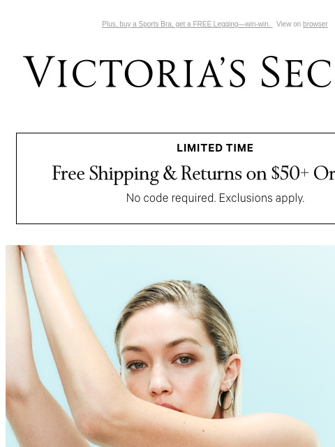 Plus, buy a Sports Bra, get a FREE Legging—win-win. View on browser Victoria's Secret VSCC Available Credit Introduction Shop Now Shop Now Shop Now Display images to show real-time content Display