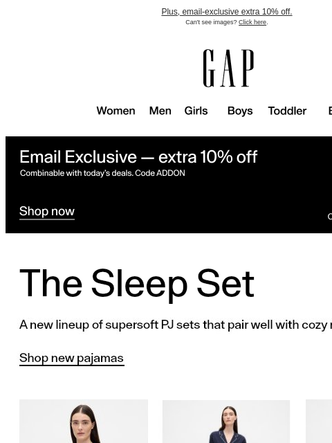 gap newsletter: Just in: PJ Sets