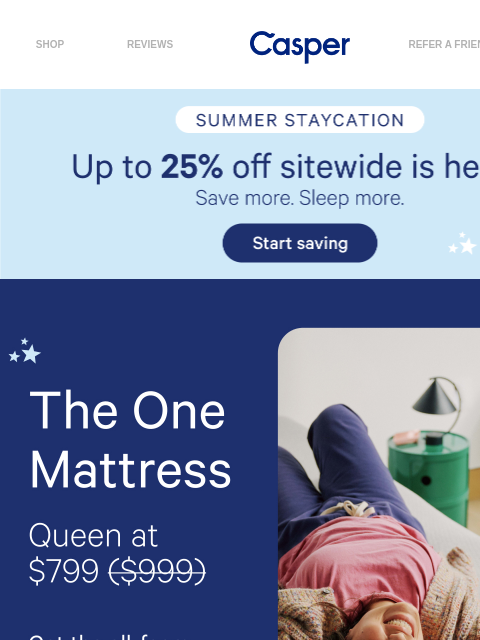 casper newsletter: Big on ZZZs. Light on $$.